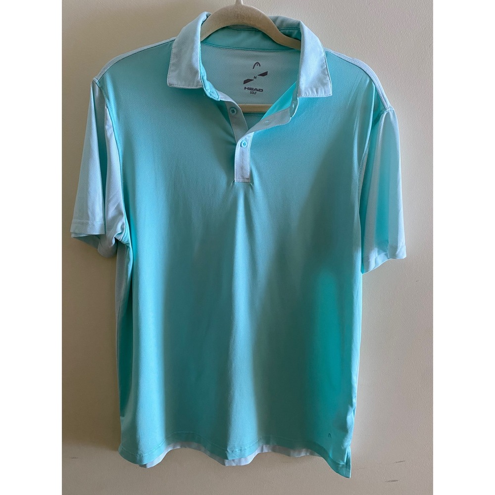 HEAD Golf‎ Polo Shirt Mens M Blue Aqua Short Sleeve Performance Sporty Golfcore